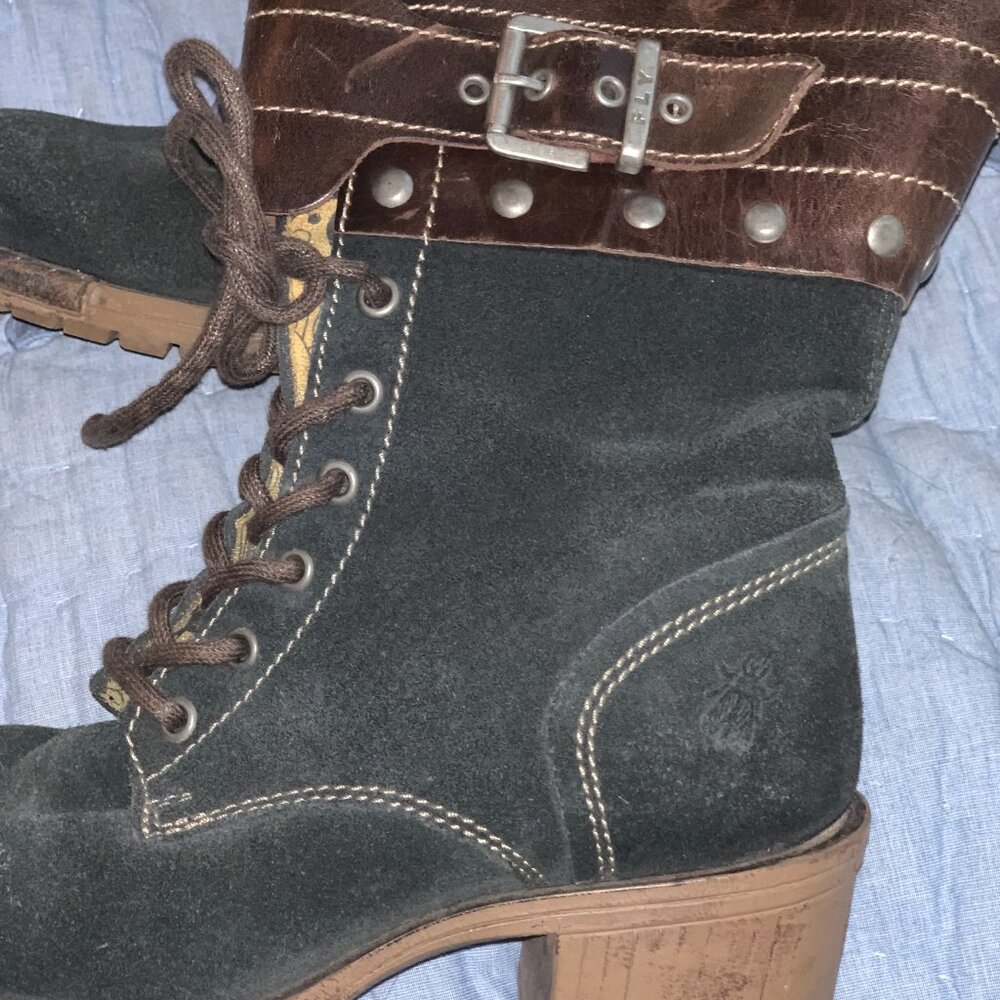 FLY LONDON SUEDE BUCKLE BOOTS SIZE 39.5 - Picture 4 of 11
